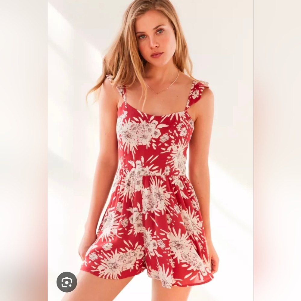Kimchi Blue Red Floral Romper (size S)